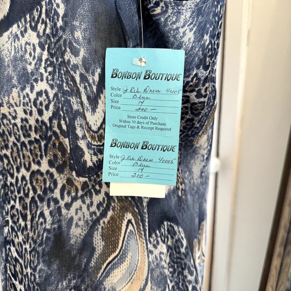 Never Worn Vintage Deadstock Y2K Leopard Blue Joseph Ribkoff Dress Size 14 - Picture 4 of 7